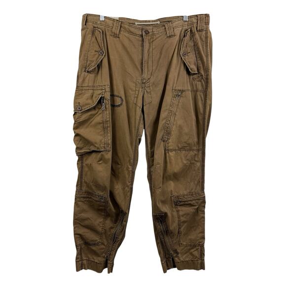Vintage Polo Ralph Lauren Brown Cargo Pants 40/30 Paratrooper Military Gorpcore - Picture 1 of 16
